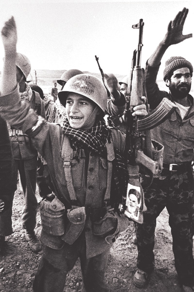 Iranian child soldier after a victory at Khorramshahr